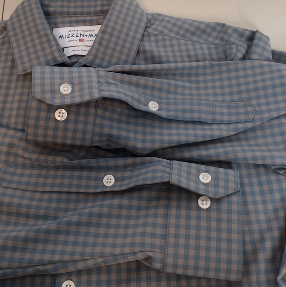 Mizzen+Main Leeward Men's Trim Fit Windowpane Long Sleeve Button Down Shirt Sz M - Picture 9 of 12